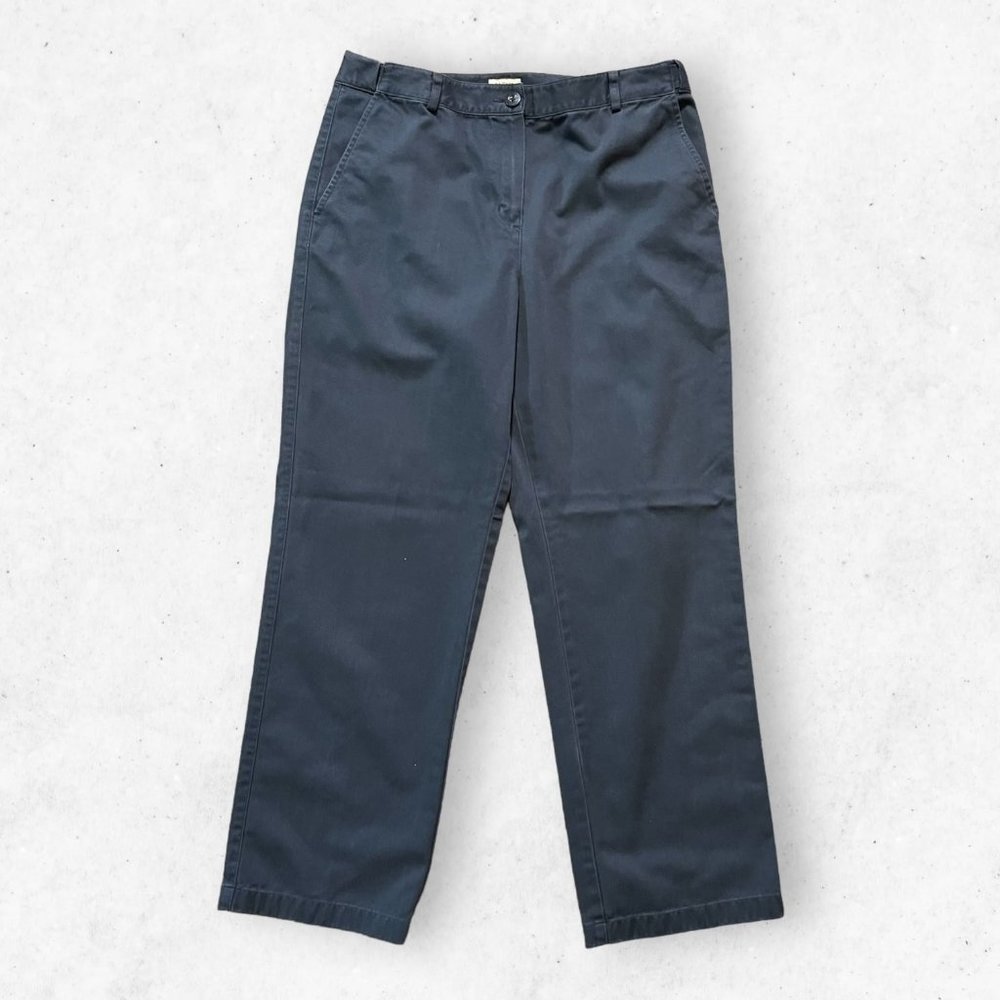 L.L.Bean Classic Fit Dress Blue Pants Women's Size 10P 100% Cotton‎ High Rise